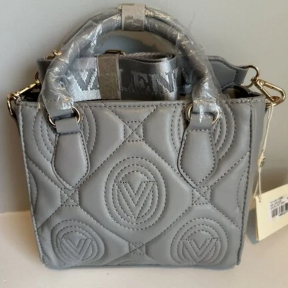 Valentino Orlandi Gray Quilted Satchel with Logo Strap - Picture 4 of 9